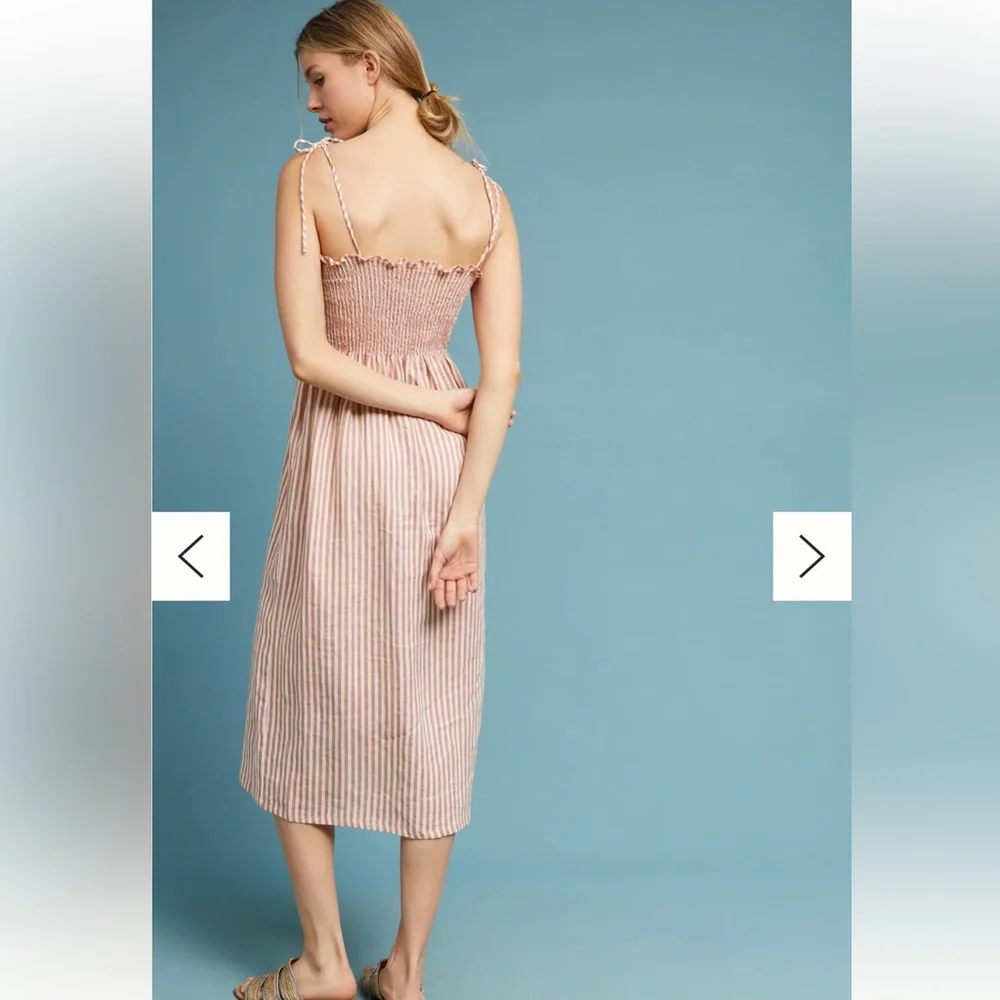 Faithfull Brighton Linen Dress pink and white striped - Picture 2 of 10